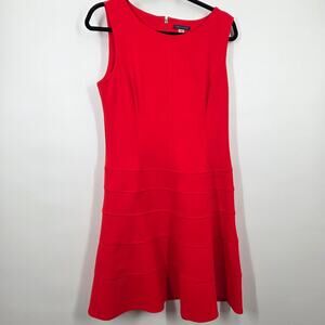 Tommy Hilfiger Women's Banded A-Line Dress Cherry Red Size 12 Sleeveless